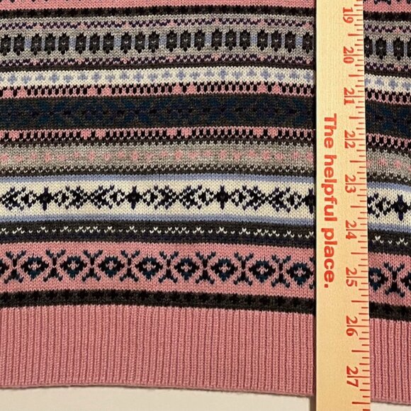 Talbots NWOT Lambswool Blend Fair Isle Pink & Gray Sweater Size 1X - Picture 4 of 8